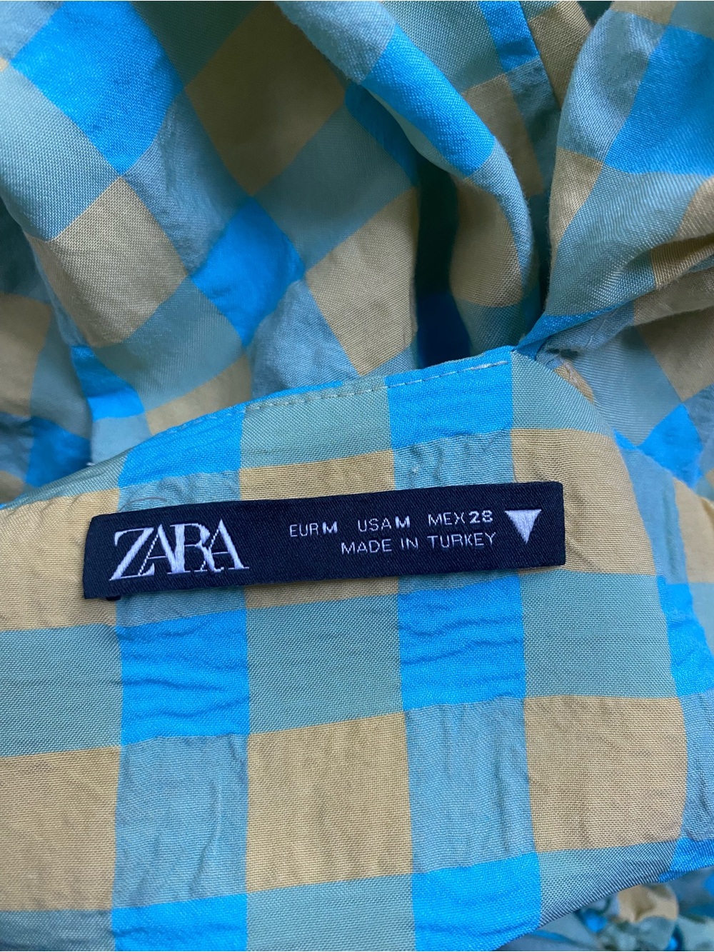 Zara Yellow and Blue Gingham Maxi Dress with Puff Sleeves - Picture 4 of 5